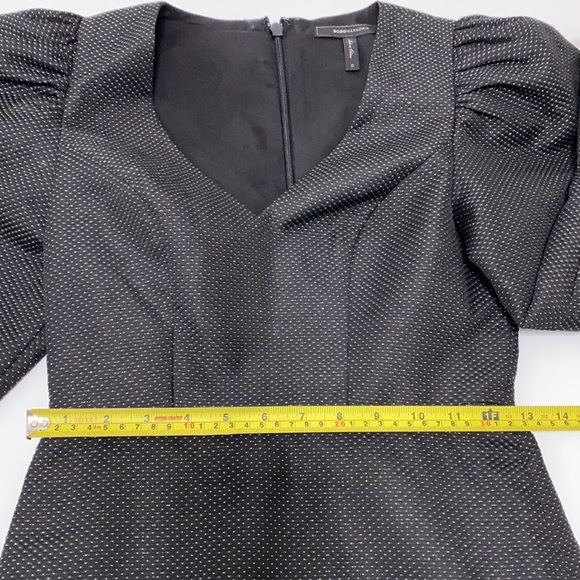 BCBGMAXAZRIA black mini dress with long puff sleeve and button cuff sleeves so 0 - Picture 13 of 14